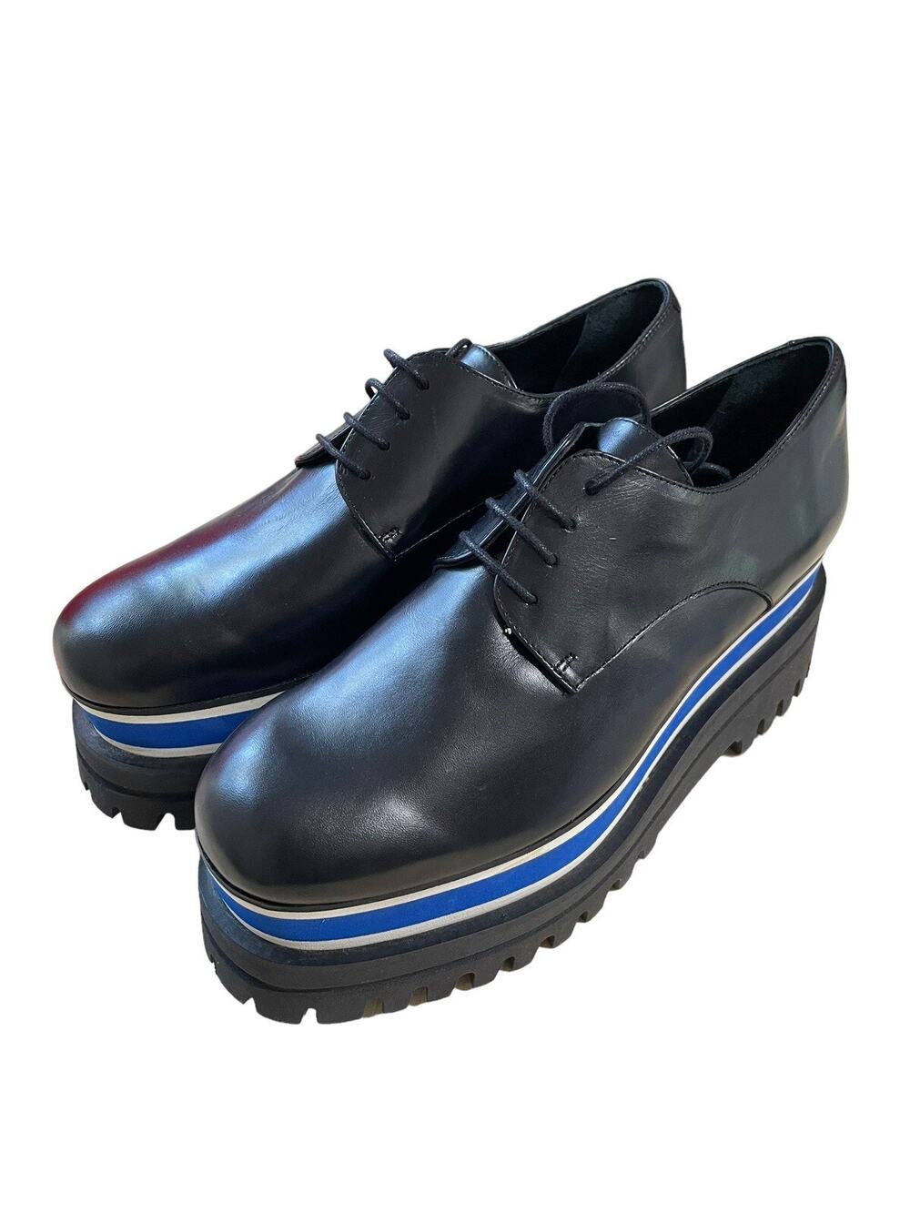 Paloma Barcelo Womens US 9 EU 40 Leather Lug-Sole Platform Oxford Black Shoe